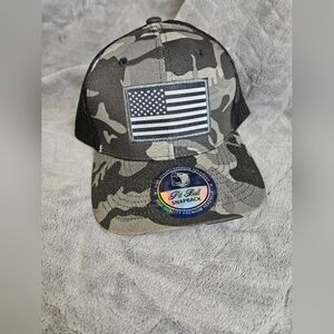 Camouflage Snapback Hat with American Flag